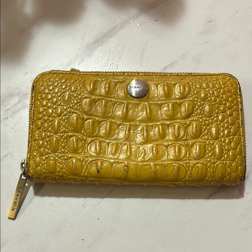 Brahmin Yellow Crocodile Embossed Wallet